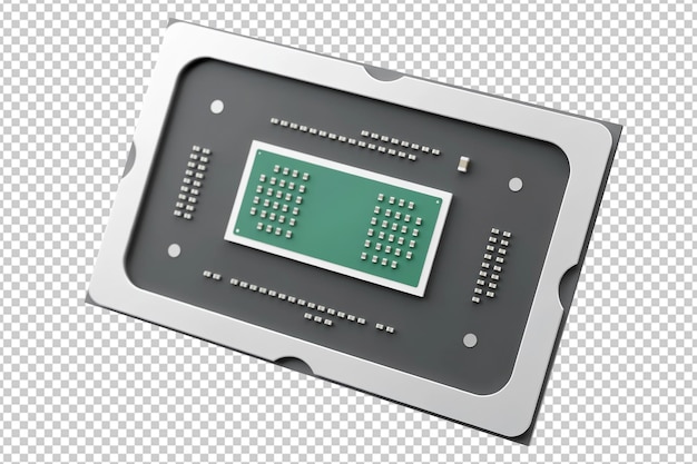 PSD 투명 배경에 분리된 금속 프레임의 3d cpu 프로세서