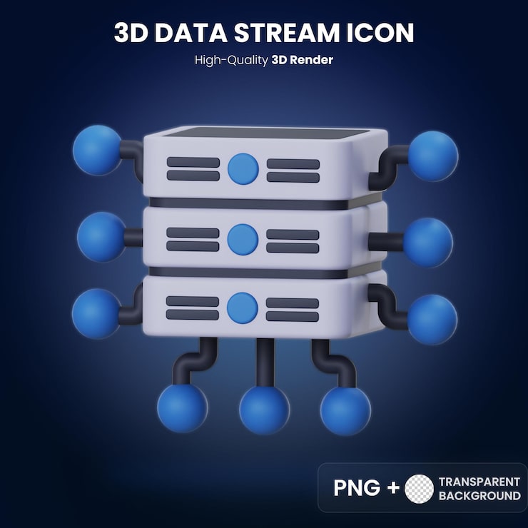 PSD 3d datastrøm-ikon