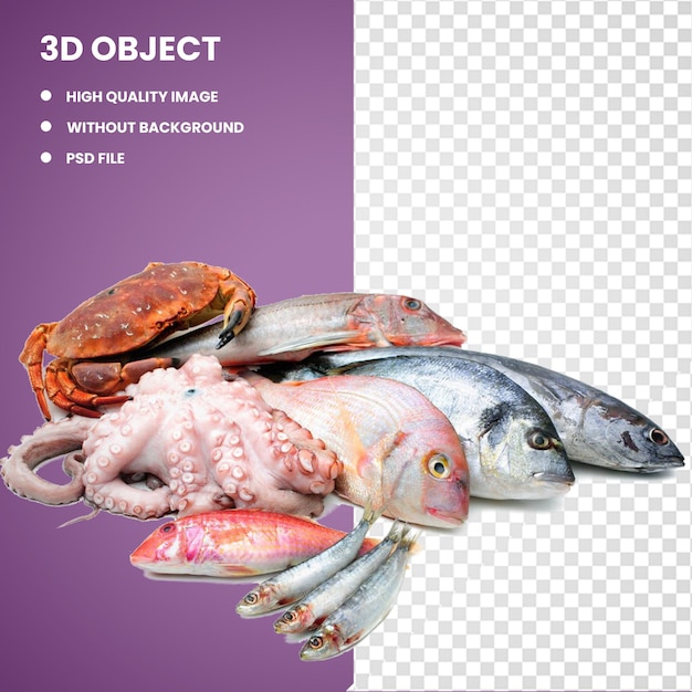 PSD 3d fil med sjømat