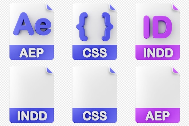 PSD 3d filformat type icon aep css indd