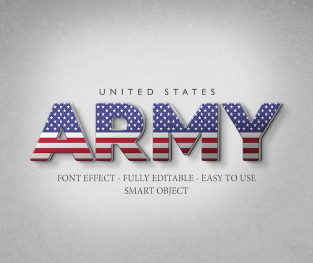 PSD 3d font-effect de vlag van amerika de vs