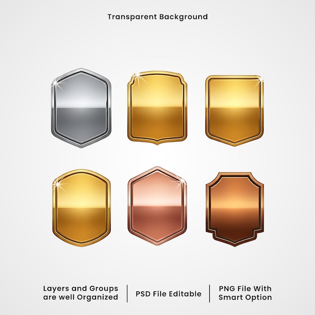 PSD 3d gradient sköldmärke elementsats