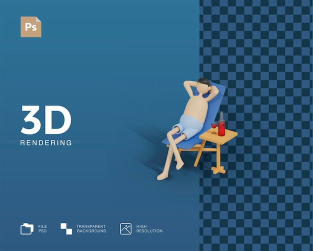 PSD 3d 휴가 해변 그림