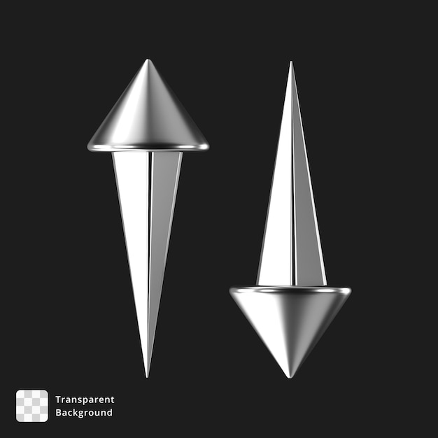 PSD 反対方向を指す 2 つの銀色の矢印の 3 d アイコン
