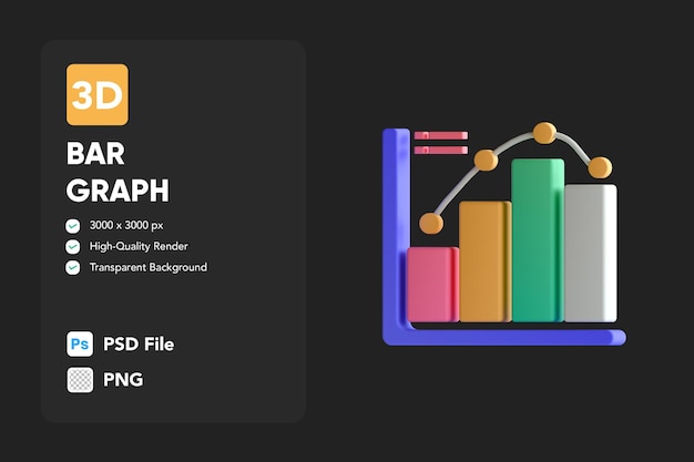 PSD 3d ikon illustration stapeldiagram dataanalys