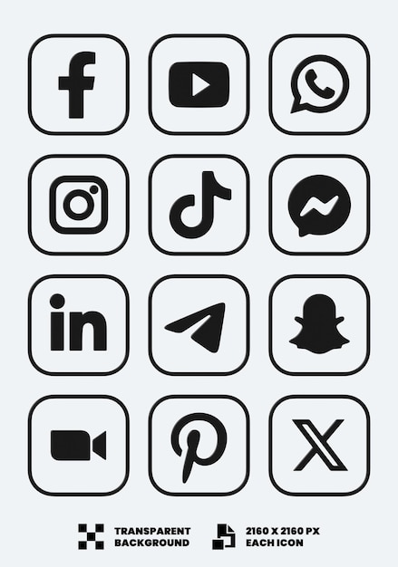 PSD 3d ikoner til sociale medier
