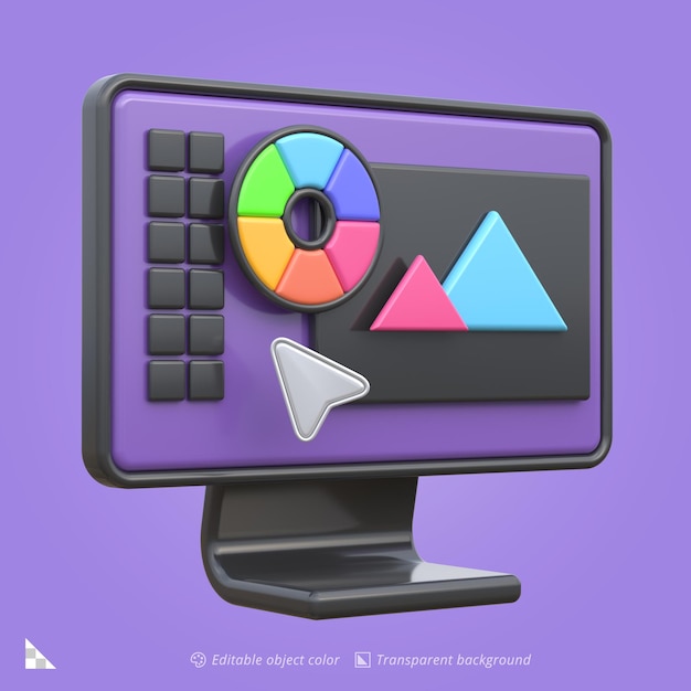 PSD 3d-ikonrendering af et grafisk designprogram