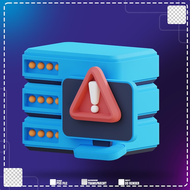 PSD 3d-illustrasjon av serverdatasikkerhetsalarm 3