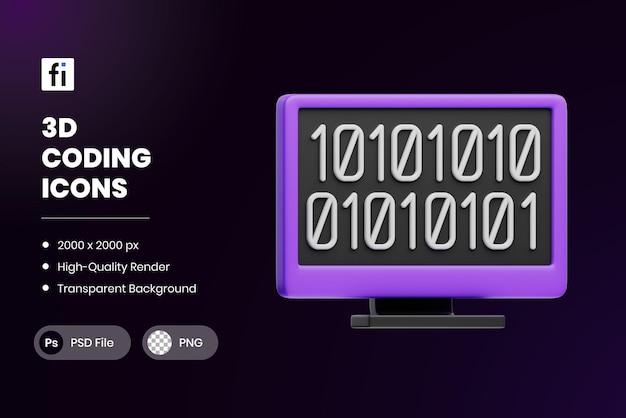 PSD 3d-illustratiecodering binary code 1010