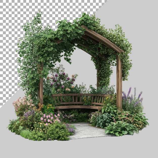 PSD 3d ilustracja rogu ogrodu na białym tle