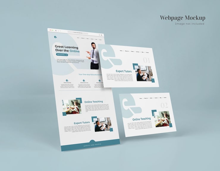 PSD 3d-interface, websitepræsentation, mockup isoleret