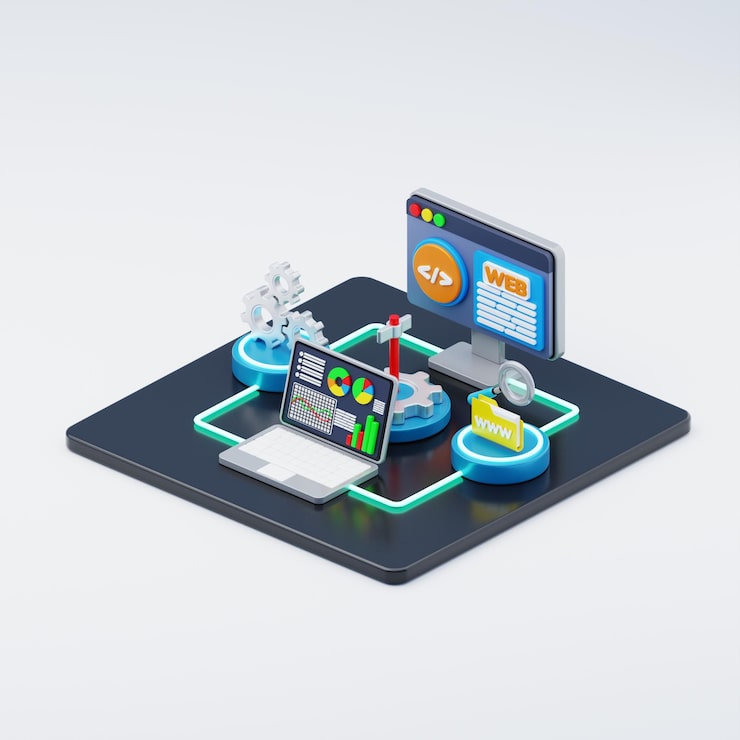 PSD 3d isometrisch webdevelopment ontwerp