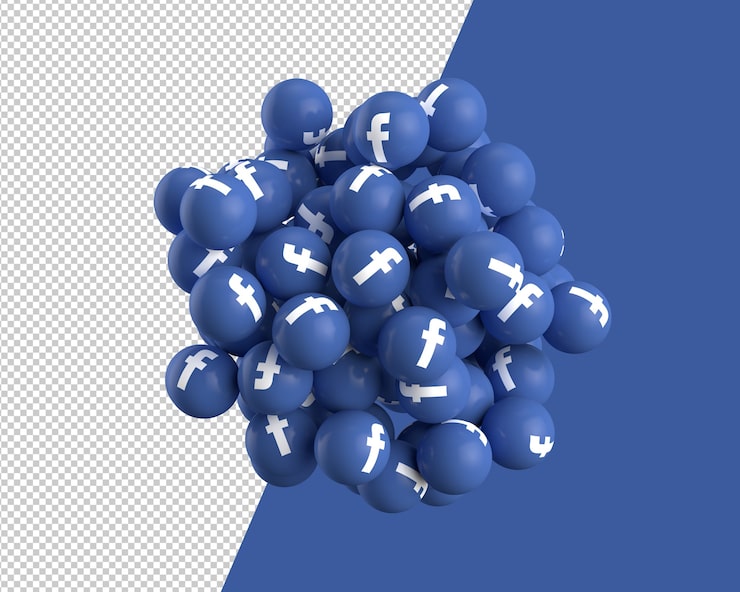 PSD 3d-kugler af facebook-ikon