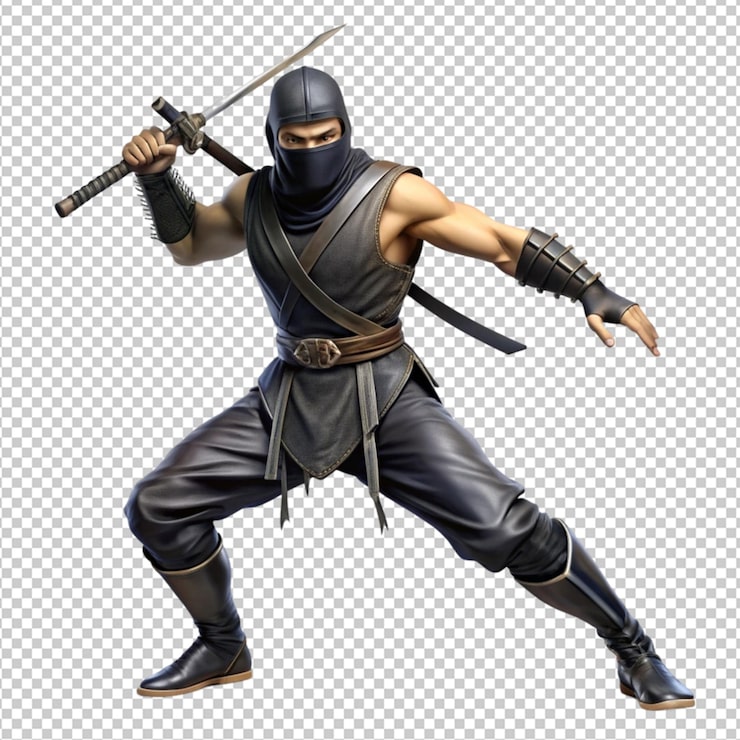 PSD 3d ninja soturi eristetty