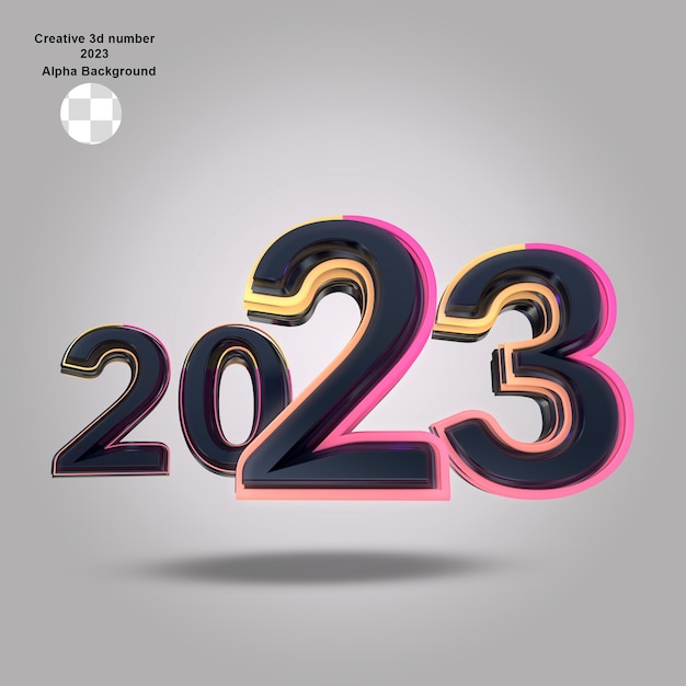 PSD 3d nummer 2023 rendering