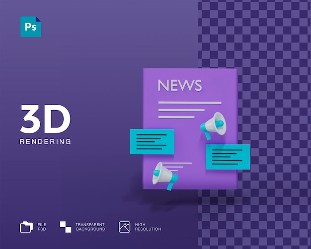 PSD 3d nyhetskonseptillustrasjon