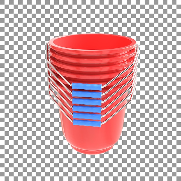PSD 3d realistisk röd plasthinkrendering med handtag