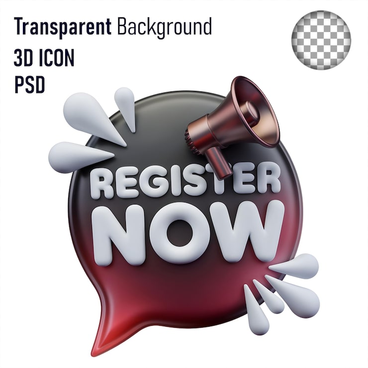 PSD 3d rekisteröidy nyt -ikoni