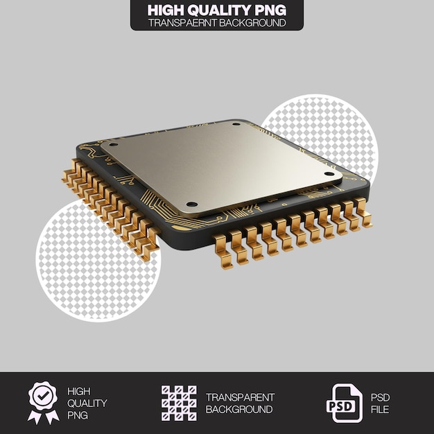 PSD 중앙 처리 장치 cpu 마이크로칩의 3d 렌더링