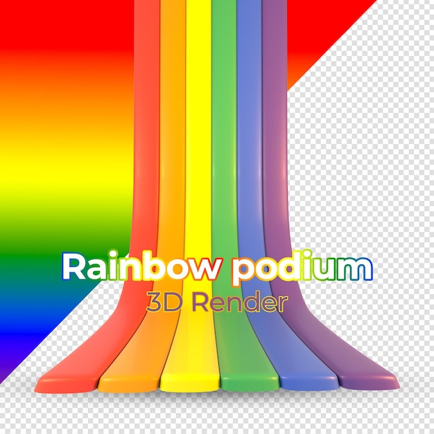 PSD 3d render regnbuepodium