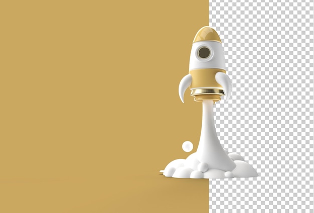 PSD 3d render rocket lanceert ruimteschip
