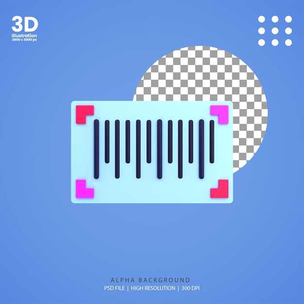PSD 3d 렌더링 스캔 바코드 그림