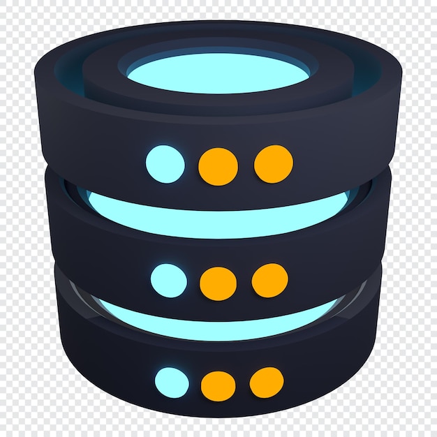 PSD 3d render van database database server 3d render pictogram netwerk en database computertechnologie 3d render illustratie