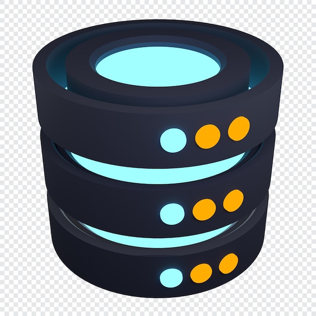 PSD 3d render van database database server 3d render pictogram netwerk en database computertechnologie 3d render illustratie