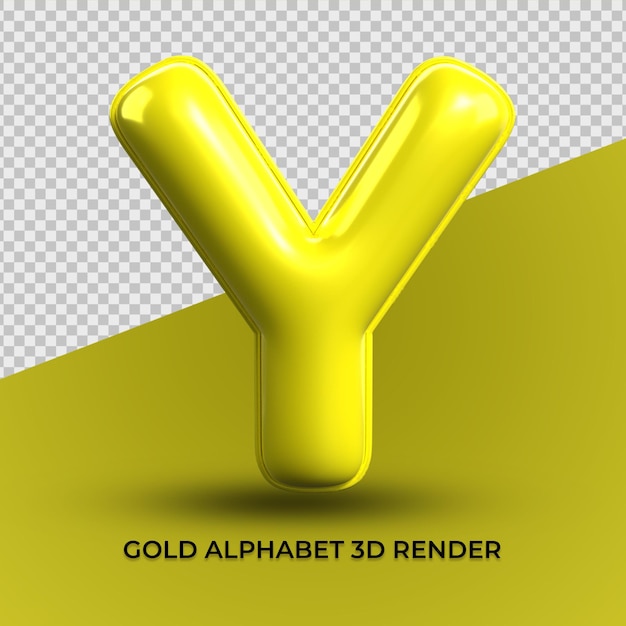 PSD 3d render y harfi sarı plastik