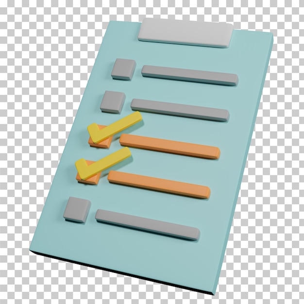 PSD 3d-rendera checklista isolerad