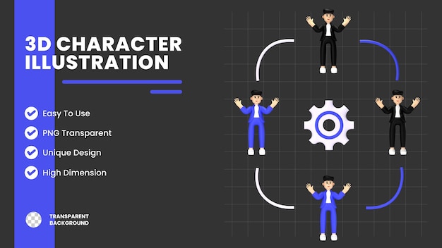 PSD 3d renderad team management