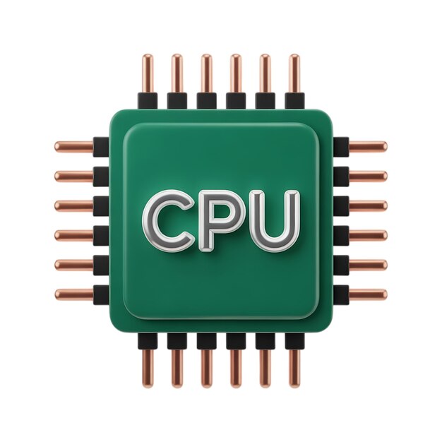 PSD 3d 렌더링된 cpu 마이크로칩 아이콘