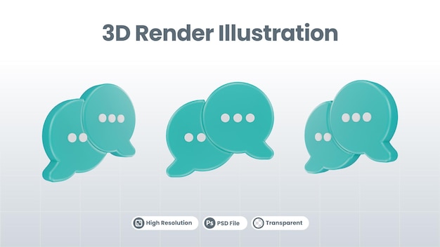 PSD 3d渲染3d插图语音聊天气泡