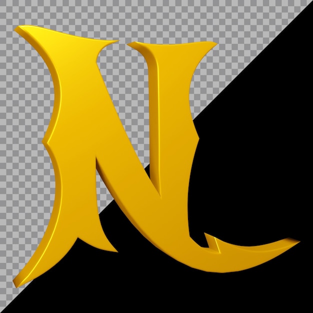 PSD 3d-rendering af alfabetbogstav n