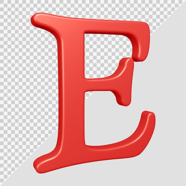PSD 알파벳 문자 e의 3d 렌더링