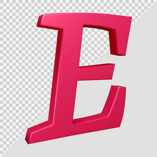 PSD 알파벳 문자 e의 3d 렌더링