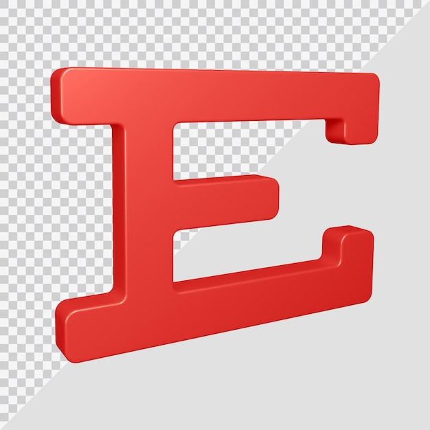 PSD 알파벳 문자 e의 3d 렌더링