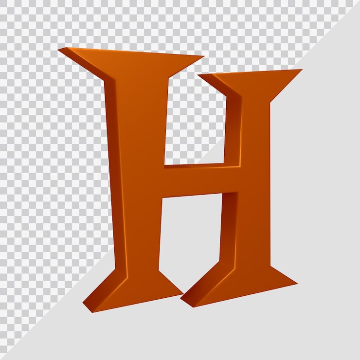PSD 3d-rendering av bokstaven h