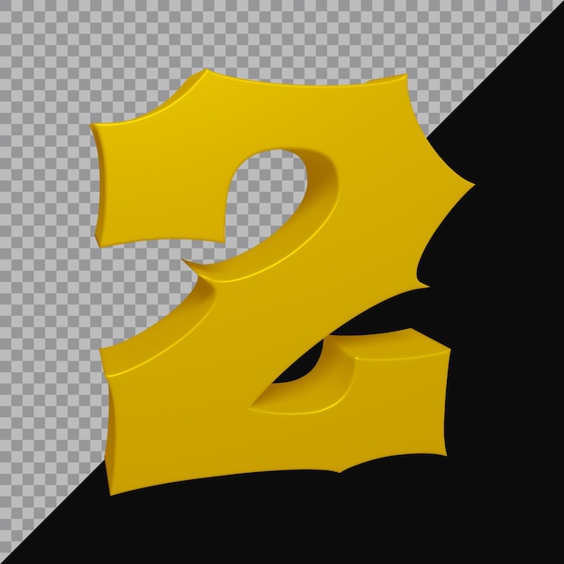 PSD 3d-rendering av nummer 2