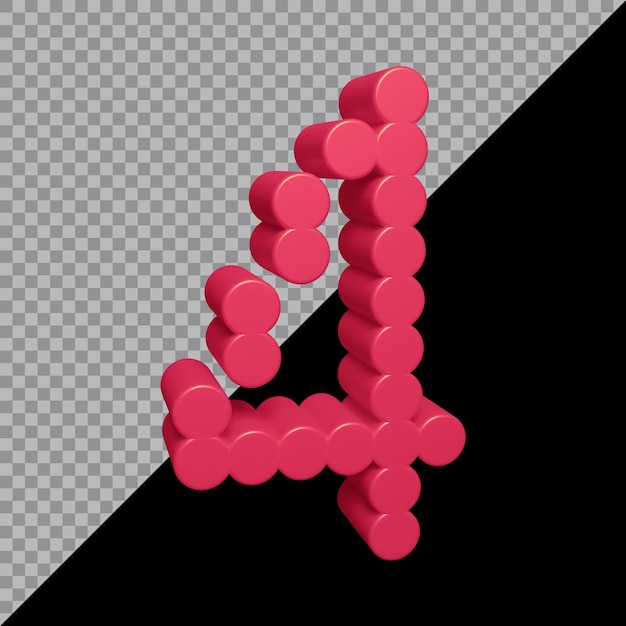 PSD 3d-rendering av nummer 4