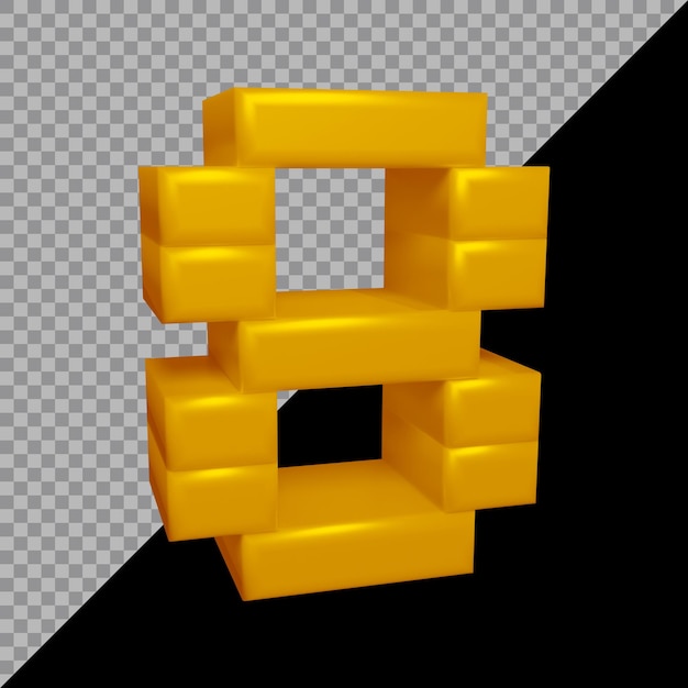 PSD 3d-rendering av nummer 8