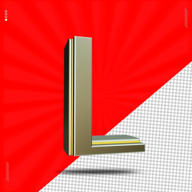 PSD 3d-rendering bokstaven l font versaler stål