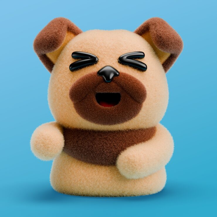 3d rendering of dog emoji icon