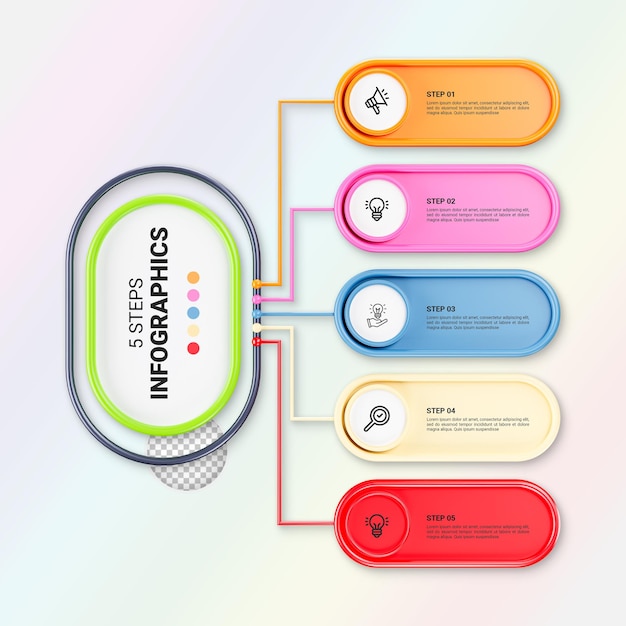PSD 3d-rendering infografikkdesign forretningsinfografikk mal