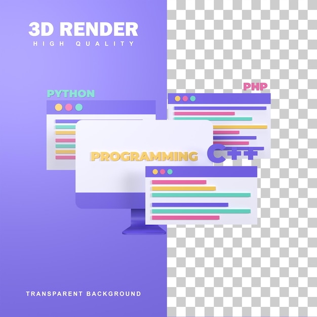 PSD 3d-rendering programmering till webbutveckling.