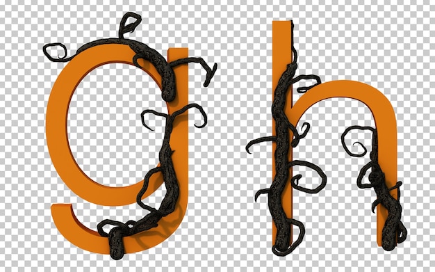 PSD 可怕的树枝爬在字母上的3d渲染