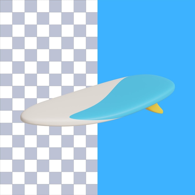 PSD 冲浪板夏季图标的 3d 渲染
