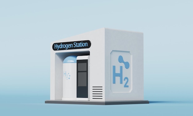 PSD 3d-rendering van een waterstofcentrale