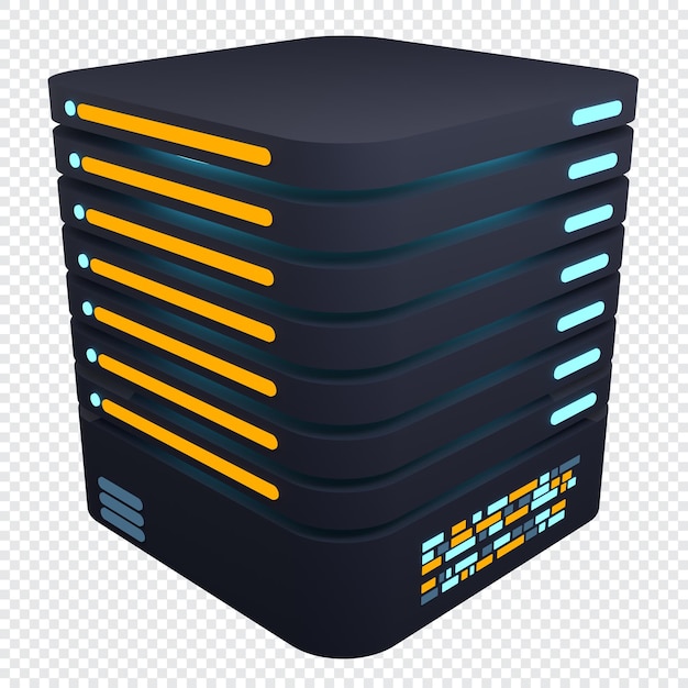 PSD 3d serverpictogram computer server 3d render pictogram cloud computing 3d render illustratie