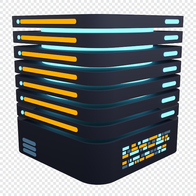 PSD 3d serverpictogram computer server 3d render pictogram cloud computing 3d render illustratie
